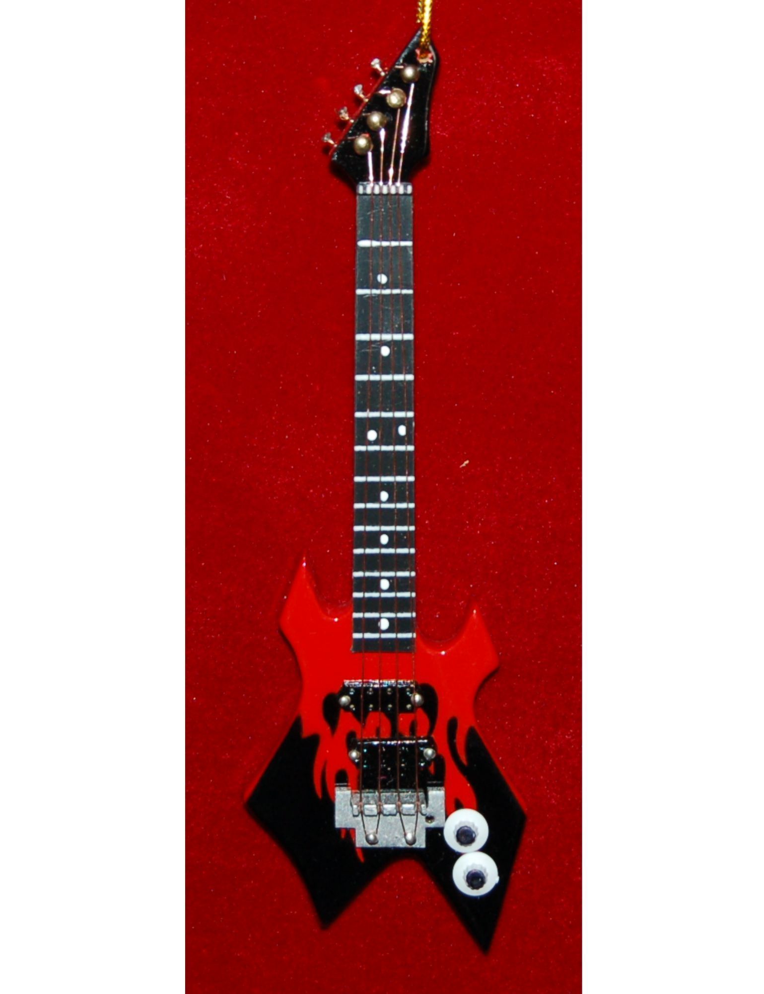 Red Warlock Axe Bass Guitar Christmas Ornament Personalized FREE at PersonalizedOrnamentsMarket.com by Russell Rhodes