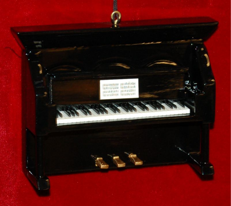 Upright Piano Christmas Ornament Personalized FREE at PersonalizedOrnamentsMarket.com by Russell Rhodes