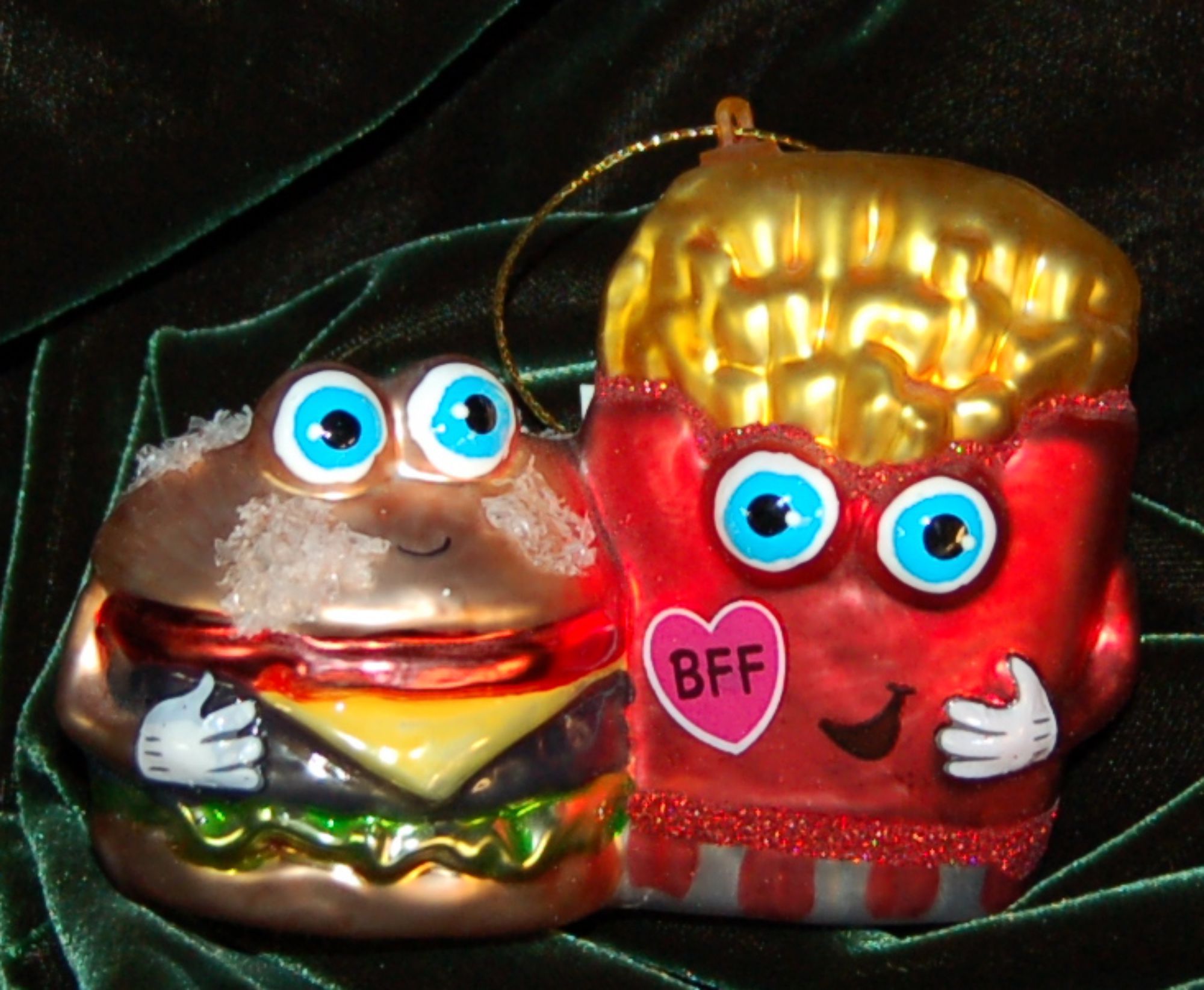 Burger w/ Fries Christmas Ornament Personalized FREE at PersonalizedOrnamentsMarket.com by Russell Rhodes