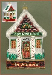 New Home Welcome! Glass Christmas Ornament Personalized FREE at PersonalizedOrnamentsMarket.com by Russell Rhodes