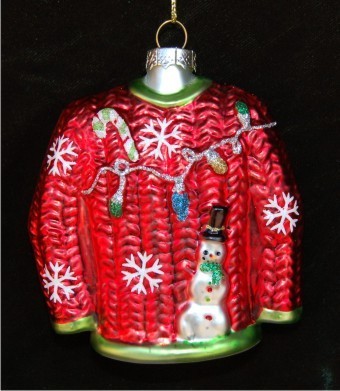 Holiday Sweater Spirit & More Glass Christmas Ornament Personalized FREE at PersonalizedOrnamentsMarket.com by Russell Rhodes