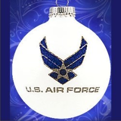 Air Force Glass Ball Christmas Ornament Personalized FREE at PersonalizedOrnamentsMarket.com by Russell Rhodes