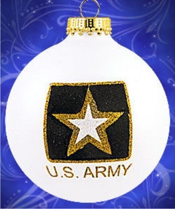 Army Strong Glass Ball Christmas Ornament Personalized FREE at PersonalizedOrnamentsMarket.com by Russell Rhodes