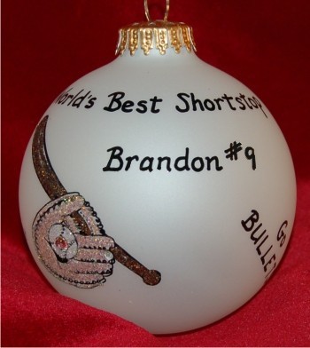 Our Baseball Star Christmas Ornament Personalized FREE at PersonalizedOrnamentsMarket.com by Russell Rhodes