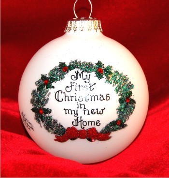 My First Christmas in My New Home Glass Christmas Ornament Personalized by Russell Rhodes