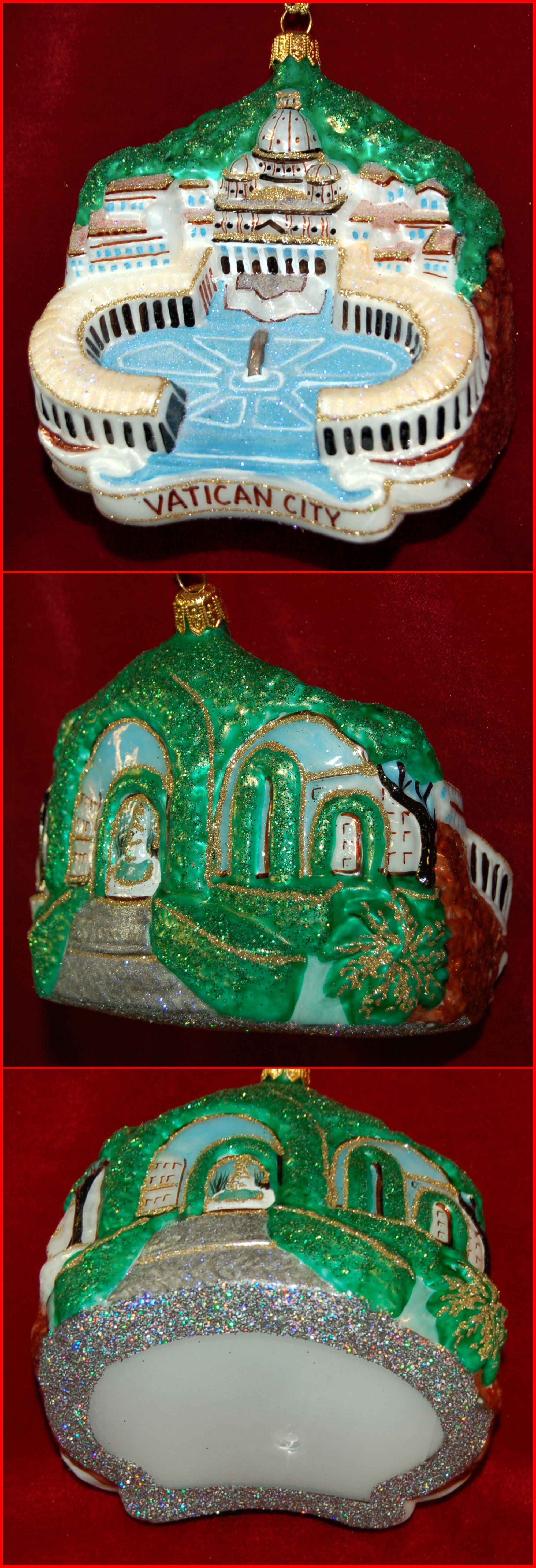 St. Peter's Square Vatican Christmas Ornament Polish Glass Personalized FREE at PersonalizedOrnamentsMarket.com by Russell Rhodes