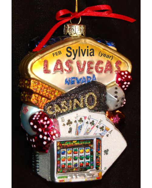 Funtastic Las Vegas Glass Christmas Ornament Personalized FREE at PersonalizedOrnamentsMarket.com by Russell Rhodes