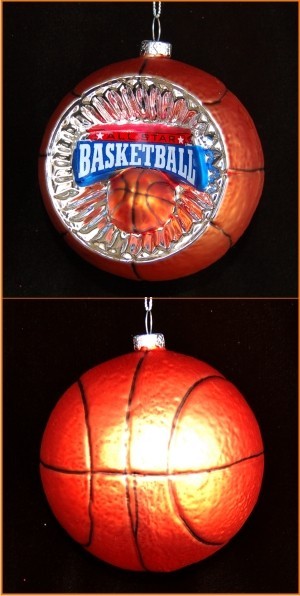 Basketball Reflector Christmas Ornament Personalized FREE at PersonalizedOrnamentsMarket.com by Russell Rhodes