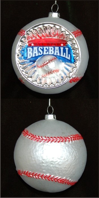 Baseball Reflector Christmas Ornament Personalized FREE at PersonalizedOrnamentsMarket.com by Russell Rhodes