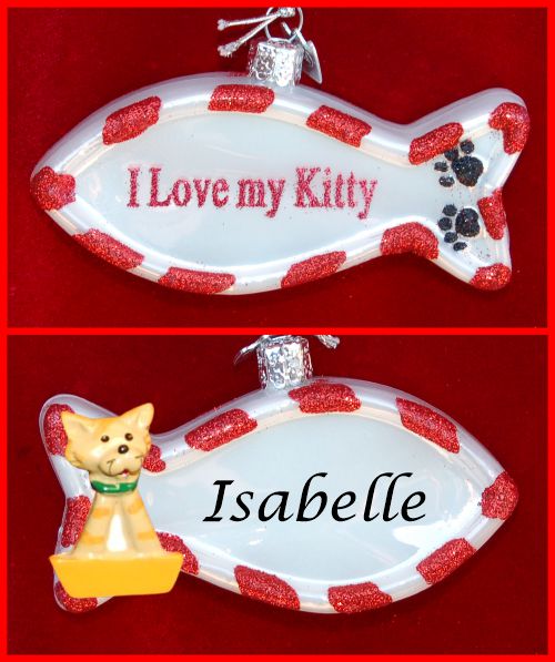 Cute Kitty Cat Christmas Ornament with Pet Option Personalized by RussellRhodes.com