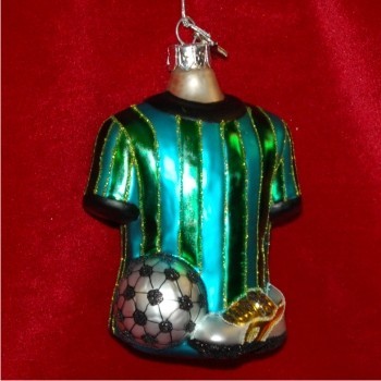 Soccer Gear Glass Christmas Ornament Personalized FREE at PersonalizedOrnamentsMarket.com by Russell Rhodes