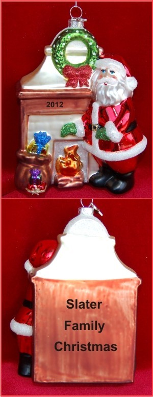 Our Family Fireplace Santa Christmas Ornament Personalized FREE at PersonalizedOrnamentsMarket.com by Russell Rhodes