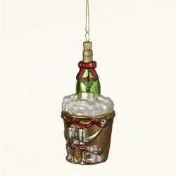 Champagne Bucket Glass Christmas Ornament Personalized FREE at PersonalizedOrnamentsMarket.com by Russell Rhodes