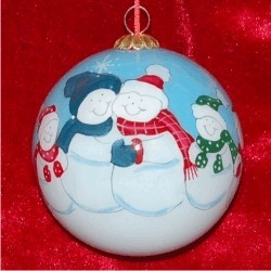 Snow Family of 6 Glass Ball Christmas Ornament Personalized FREE at PersonalizedOrnamentsMarket.com by Russell Rhodes