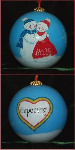 Joyfully Expecting Couple Glass Christmas Ornament Personalized FREE at PersonalizedOrnamentsMarket.com by Russell Rhodes