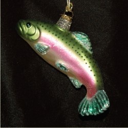 Rainbow Trout Glass Christmas Ornament Personalized FREE at PersonalizedOrnamentsMarket.com by Russell Rhodes