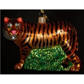 Tiger Glass Christmas Ornament Personalized FREE at PersonalizedOrnamentsMarket.com by Russell Rhodes