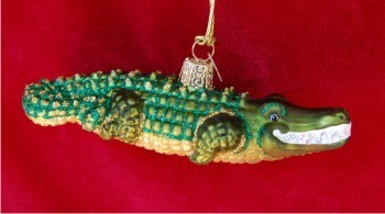 Alligator Christmas Ornament Personalized FREE at PersonalizedOrnamentsMarket.com by Russell Rhodes