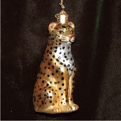 Leopard Glass Christmas Ornament Personalized FREE at PersonalizedOrnamentsMarket.com by Russell Rhodes