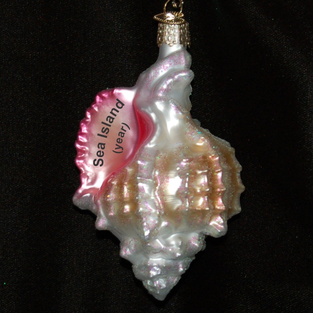 Conch Shell Blown Glass Christmas Ornament Personalized FREE at PersonalizedOrnamentsMarket.com by Russell Rhodes