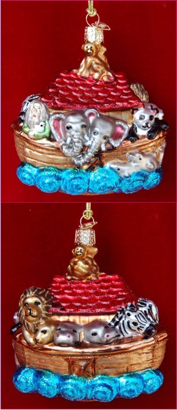 Noah's Ark Glass Christmas Ornament Personalized FREE at PersonalizedOrnamentsMarket.com by Russell Rhodes