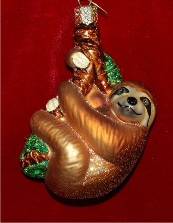 Sloth Christmas Ornament Personalized FREE at PersonalizedOrnamentsMarket.com by Russell Rhodes