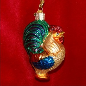 Rooster Glass Christmas Ornament Personalized FREE at PersonalizedOrnamentsMarket.com by Russell Rhodes