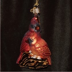 Cardinals in Love Glass Christmas Ornament Personalized FREE at PersonalizedOrnamentsMarket.com by Russell Rhodes