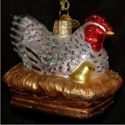 Hen on Nest Glass Christmas Ornament Personalized FREE at PersonalizedOrnamentsMarket.com by Russell Rhodes