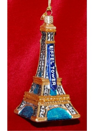 Eiffel Tower Glass Christmas Ornament Personalized FREE at PersonalizedOrnamentsMarket.com by Russell Rhodes