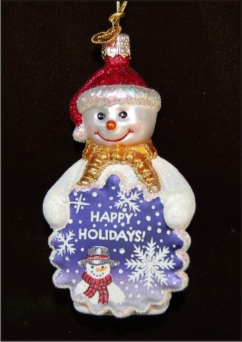 Glistening Snowman Glass Christmas Ornament Personalized FREE at PersonalizedOrnamentsMarket.com by Russell Rhodes