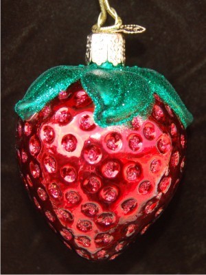 Summer Strawberry Glass Christmas Ornament Personalized FREE at PersonalizedOrnamentsMarket.com by Russell Rhodes