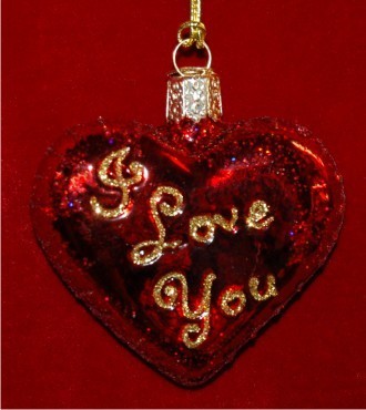 I Love You Heart Christmas Ornament Personalized FREE at PersonalizedOrnamentsMarket.com by Russell Rhodes