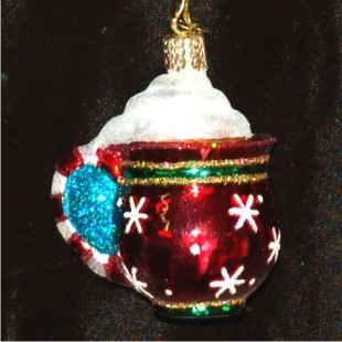 Cup of Hot Cocoa Glass Christmas Ornament Personalized FREE at PersonalizedOrnamentsMarket.com by Russell Rhodes