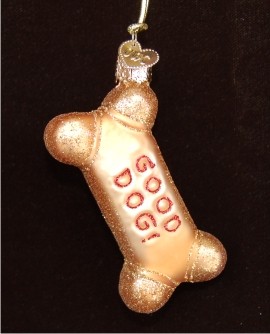 Dog Biscuit Glass Christmas Ornament Personalized FREE at PersonalizedOrnamentsMarket.com by Russell Rhodes