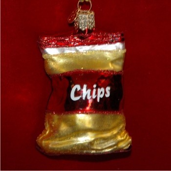 Bag of Chips Glass Christmas Ornament Personalized FREE at PersonalizedOrnamentsMarket.com by Russell Rhodes