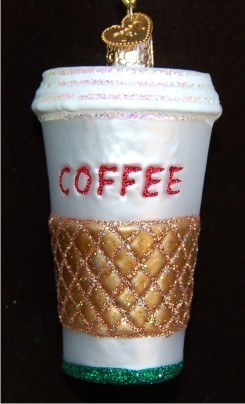 Coffee to Go Christmas Ornament Personalized FREE at PersonalizedOrnamentsMarket.com by Russell Rhodes