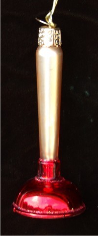 Toilet Plunger Glass Christmas Ornament Personalized FREE at PersonalizedOrnamentsMarket.com by Russell Rhodes