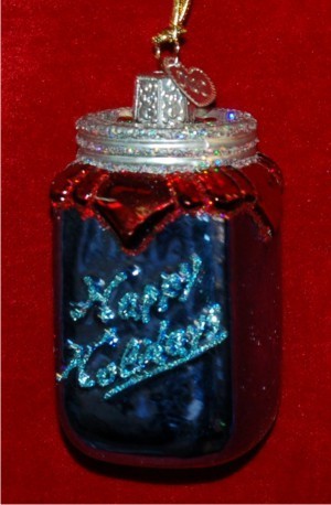 Canning Jar Glass Christmas Ornament Personalized FREE at PersonalizedOrnamentsMarket.com by Russell Rhodes