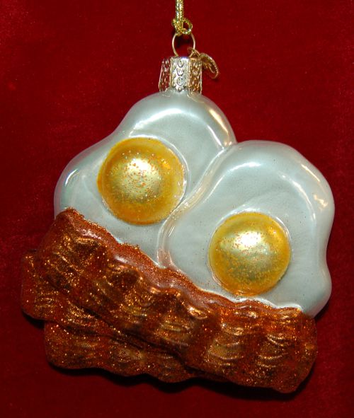 GLASS-GOBacon & Eggs Christmas Ornament Personalized FREE at PersonalizedOrnamentsMarket.com by Russell Rhodes