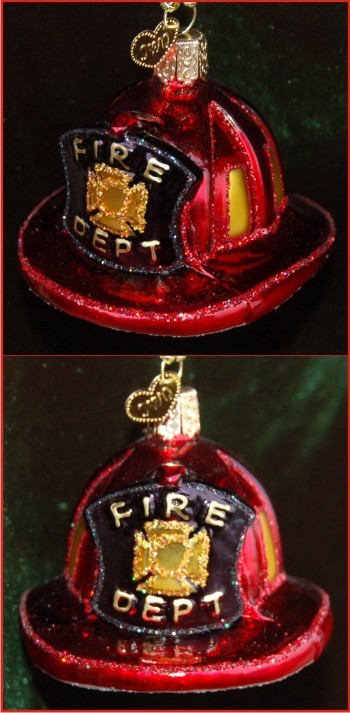 Fireman's Helmet Christmas Ornament Personalized FREE at PersonalizedOrnamentsMarket.com by Russell Rhodes