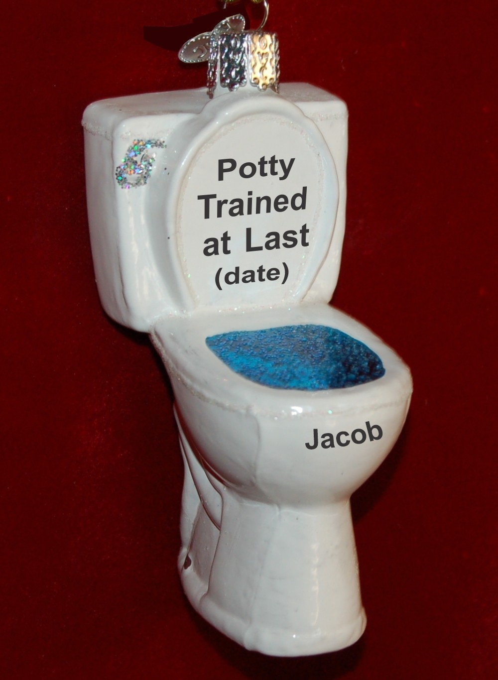 Potty Trained Christmas Ornament Personalized FREE at PersonalizedOrnamentsMarket.com by Russell Rhodes