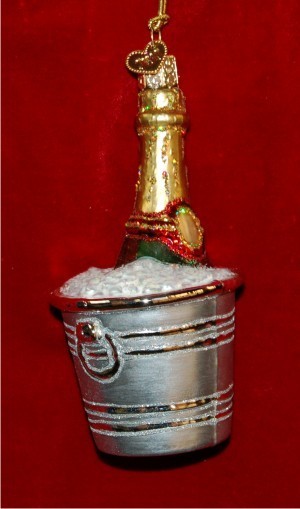 Chilled Champagne Christmas Ornament Personalized FREE at PersonalizedOrnamentsMarket.com by Russell Rhodes