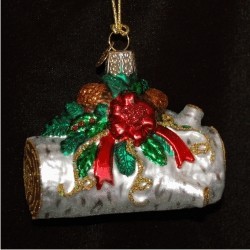 Yule Log Glass Christmas Ornament Personalized FREE at PersonalizedOrnamentsMarket.com by Russell Rhodes