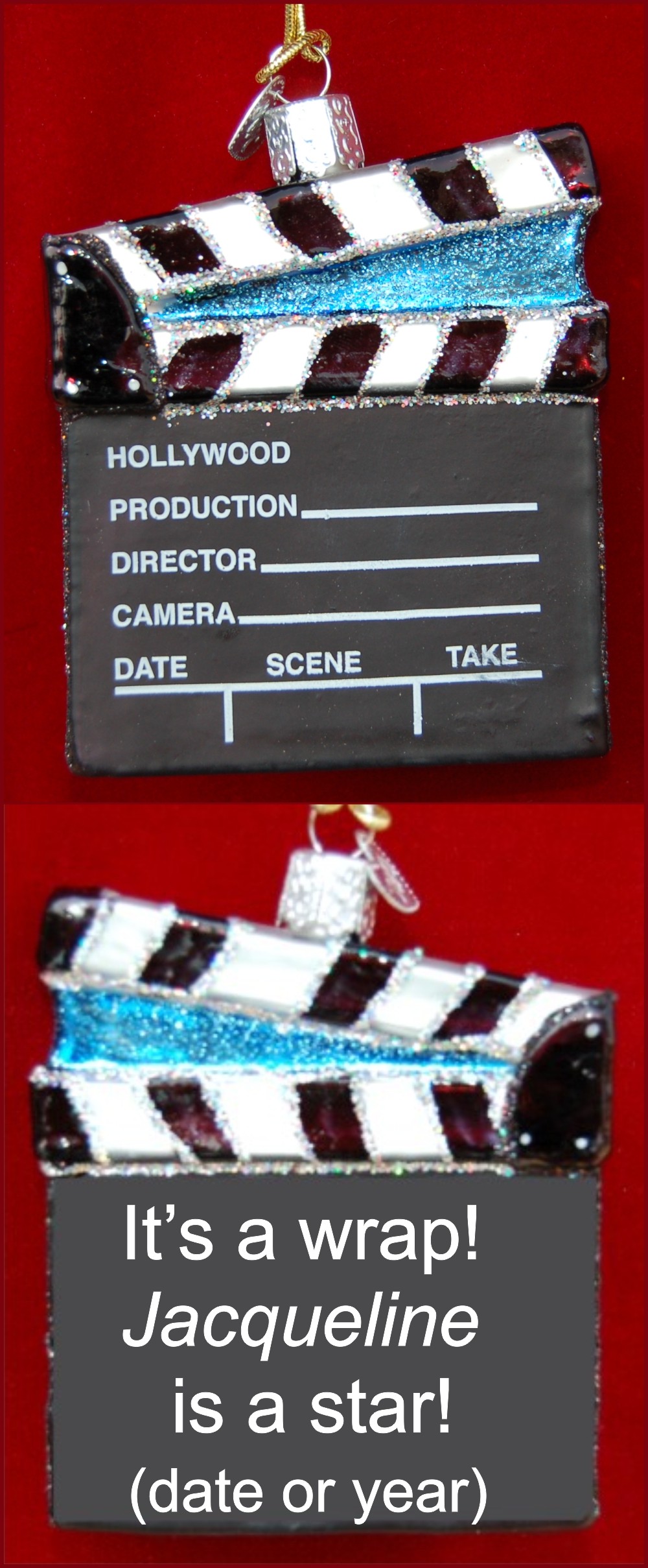 Director's Board Drama Christmas Ornament Personalized FREE at PersonalizedOrnamentsMarket.com by Russell Rhodes