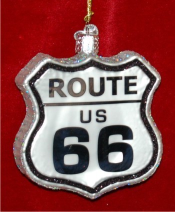 Historic Route Sign Glass Christmas Ornament Personalized FREE at PersonalizedOrnamentsMarket.com by Russell Rhodes