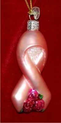 Cancer Survivor's Ribbon of Love Christmas Ornament Personalized FREE at PersonalizedOrnamentsMarket.com by Russell Rhodes