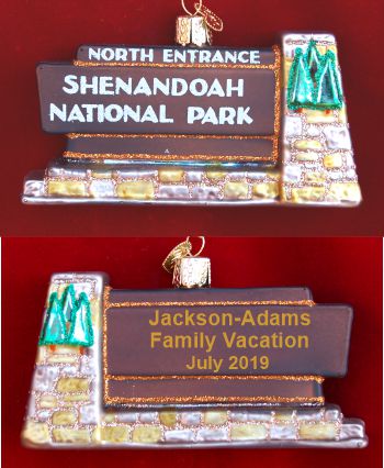 Shenandoah National Park Glass Christmas Ornament Personalized FREE at PersonalizedOrnamentsMarket.com by Russell Rhodes