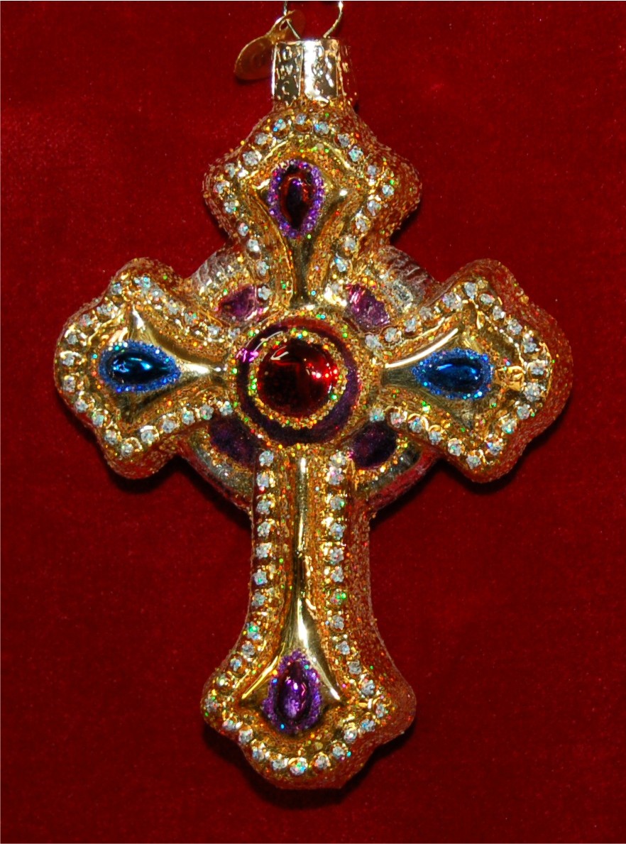 Ornate Cross Christmas Ornament Personalized FREE at PersonalizedOrnamentsMarket.com by Russell Rhodes