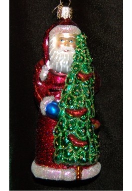 Santa with Christmas Cardinals Christmas Ornament Personalized FREE at PersonalizedOrnamentsMarket.com by Russell Rhodes